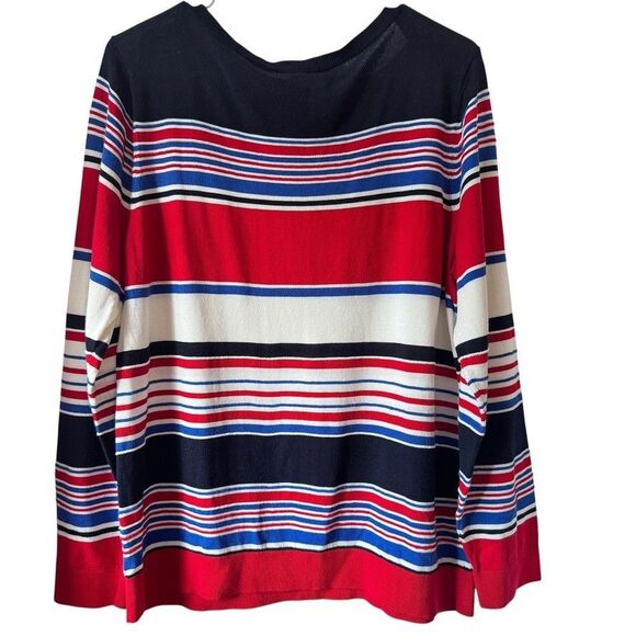 Talbots Women's XL Red White Blue Striped Pullover Sweater Boat Neck Nautical - Picture 4 of 5